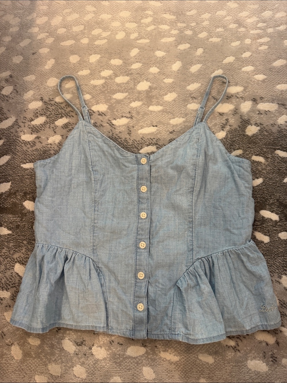 Levi's Light Blue Button-Down Peplum Camisole